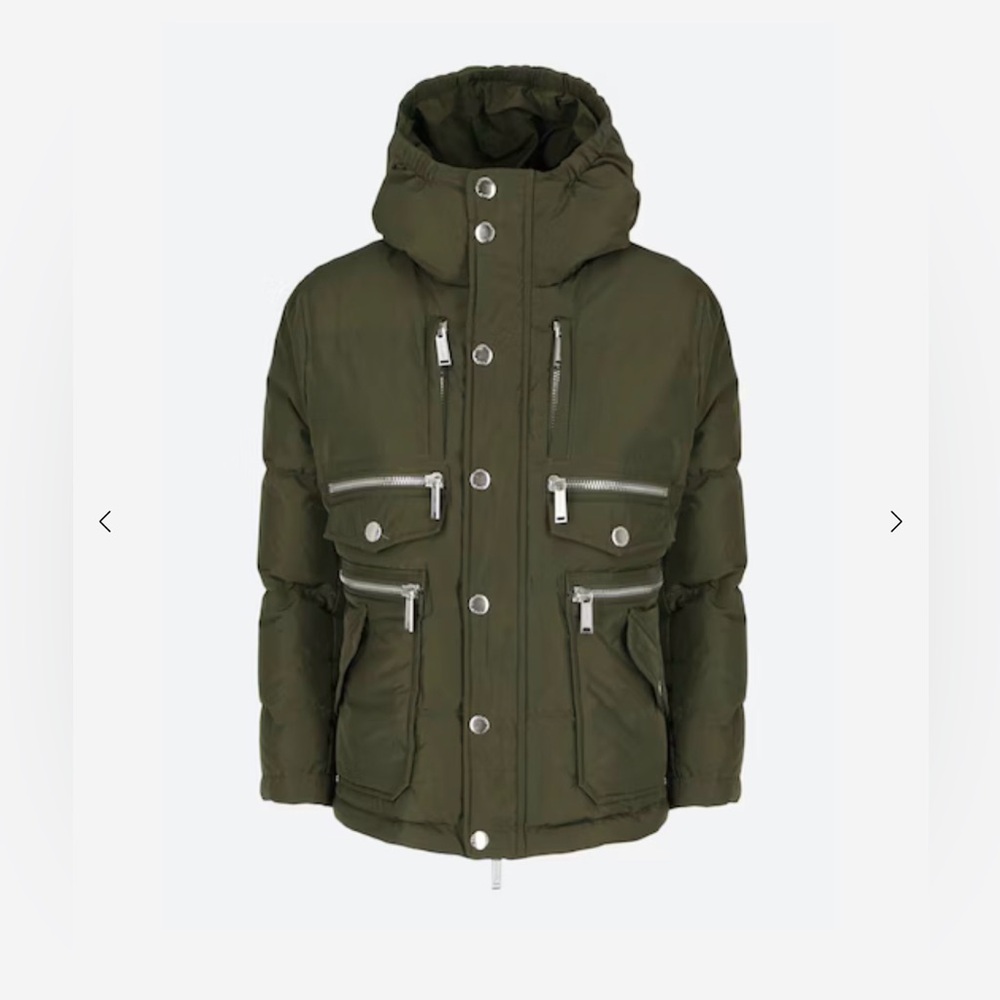 Dsquared2 Olive Green down hooded Jacket sz52